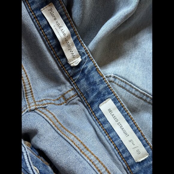 Pilcro Jeans 29 Womens Blue Relaxed Straight Frayed High Rise Distressed - Picture 8 of 10